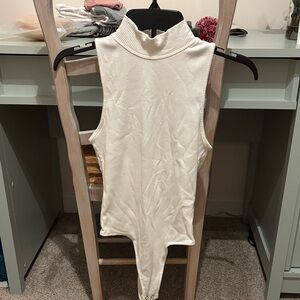 Aerie Cream Ribbed Turtleneck Bodysuit